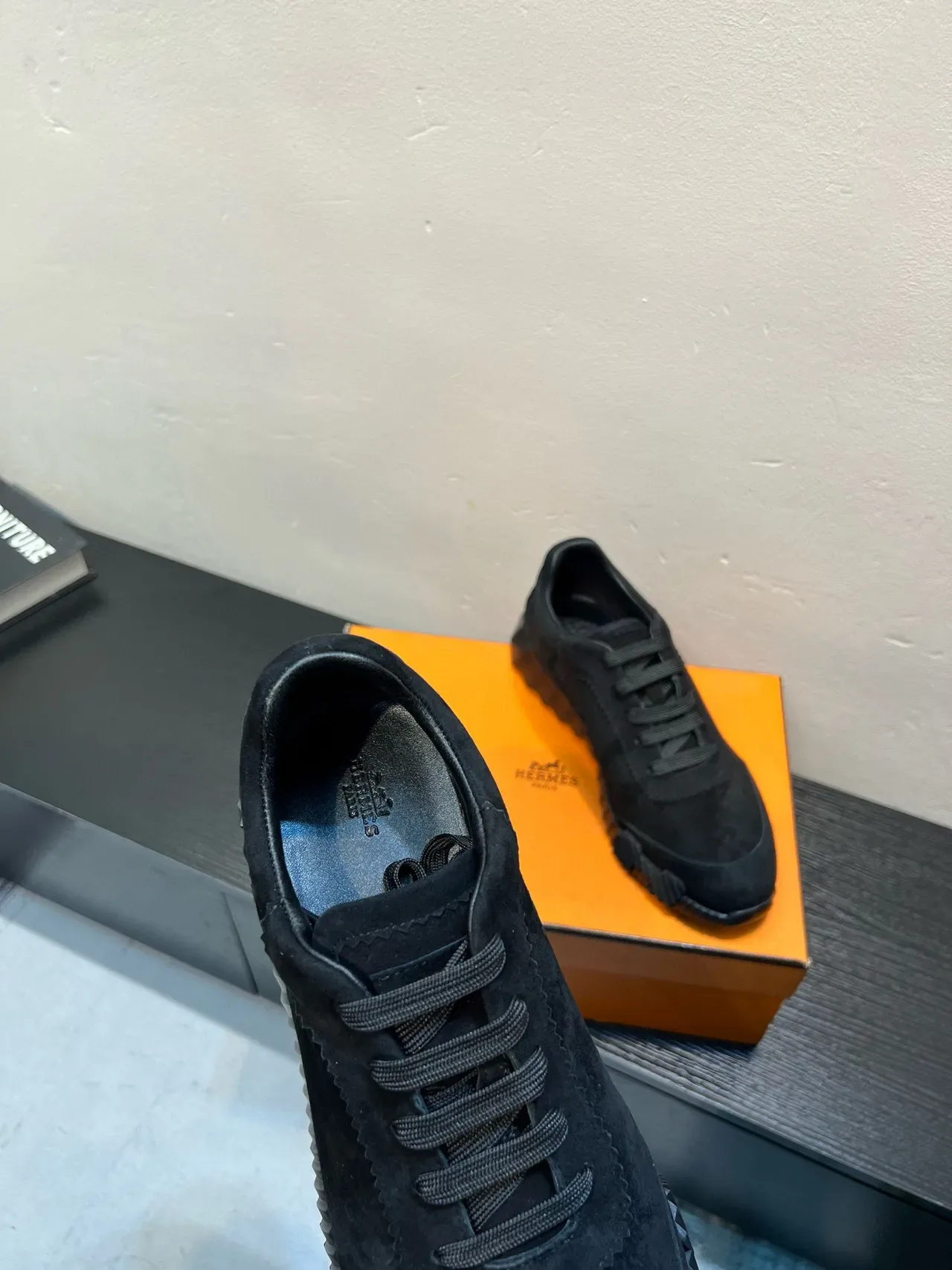 Black Suede Upper Scalloped Collar Lifestyle Sneakers 7