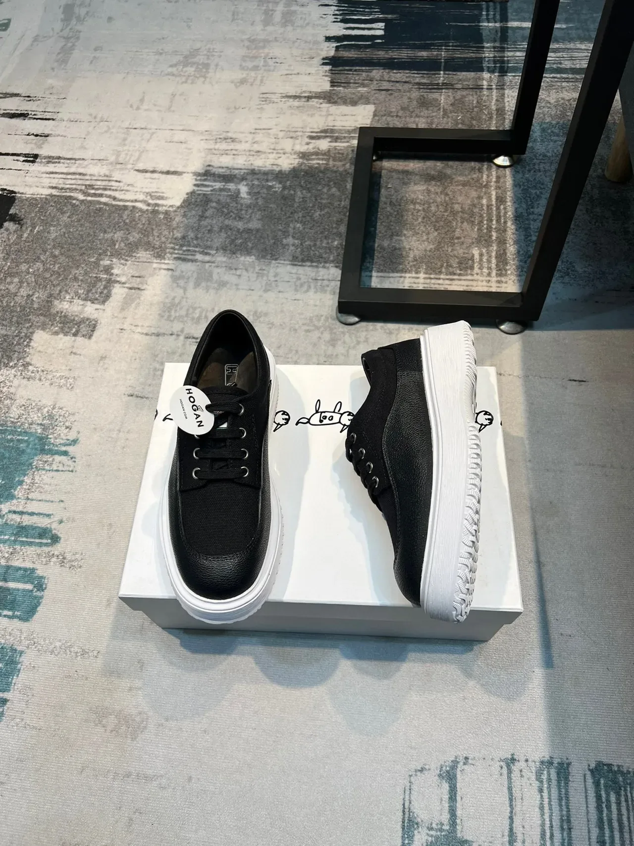 Black Textured Upper White Platform Lifestyle Sneaker 5