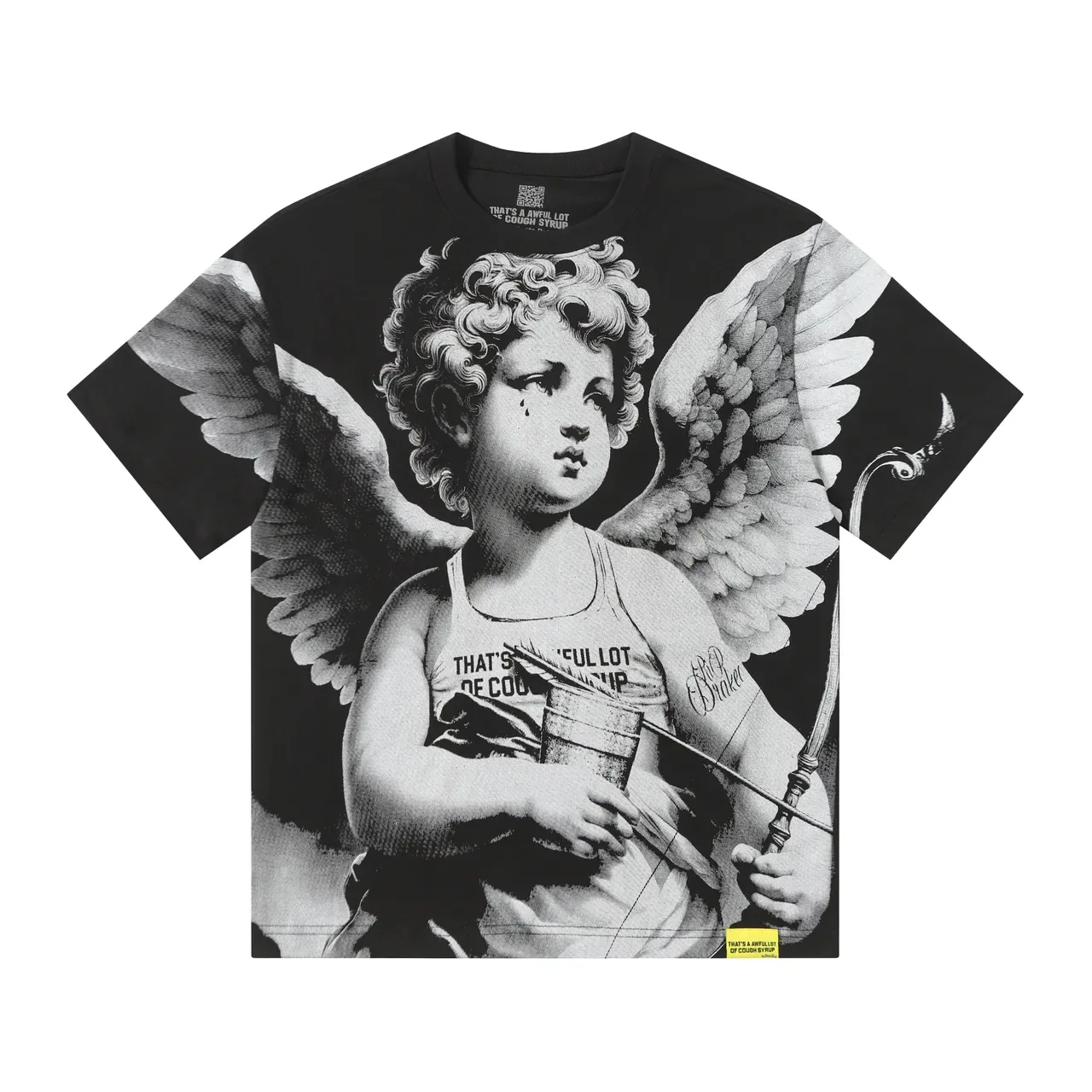 Black White Graphic-Print Oversized Fit T-Shirt 8