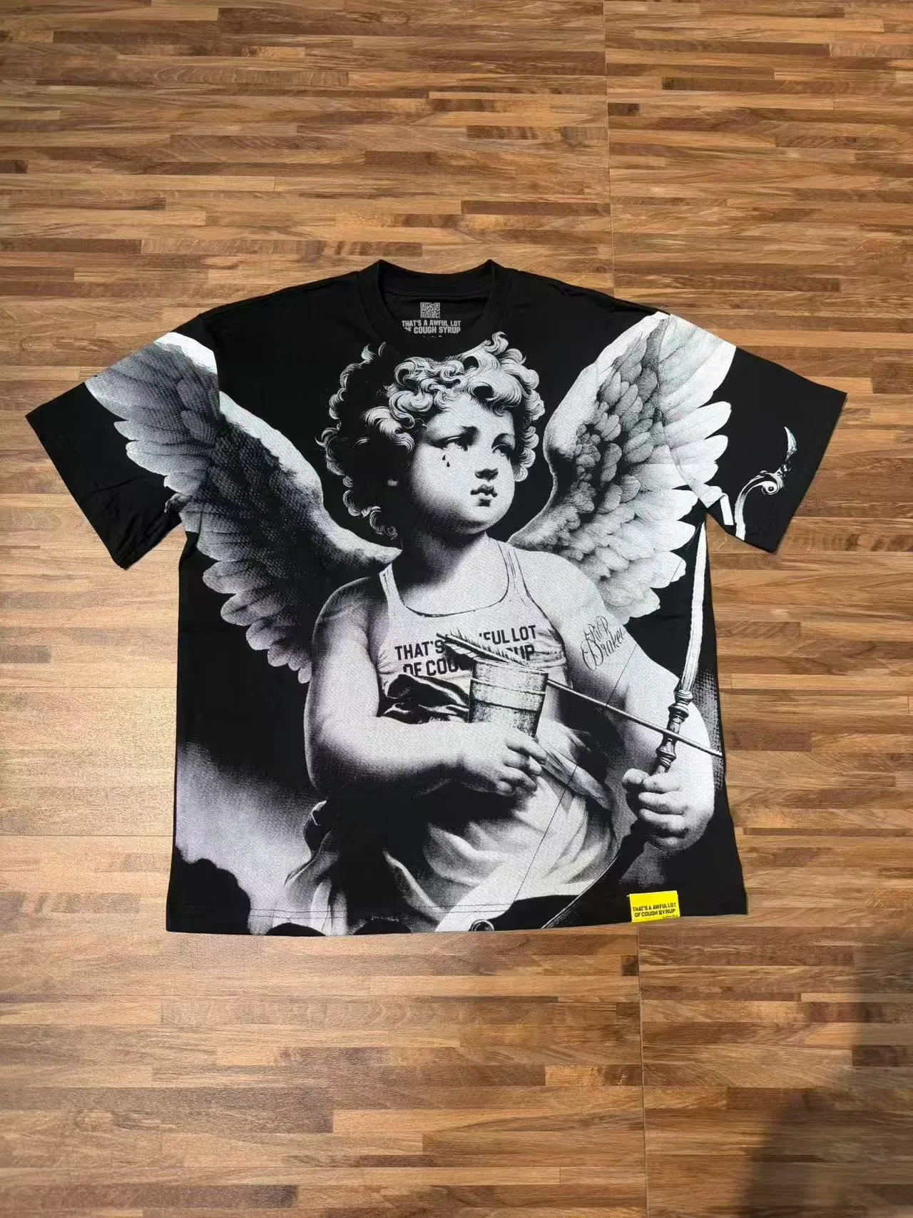 Black White Graphic-Print Oversized Fit T-Shirt 9