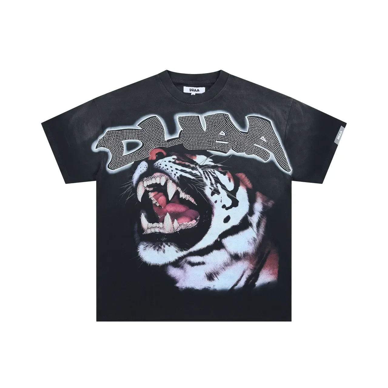 Black White Graphic Tee Rhinestone Embellished T-Shirt 4