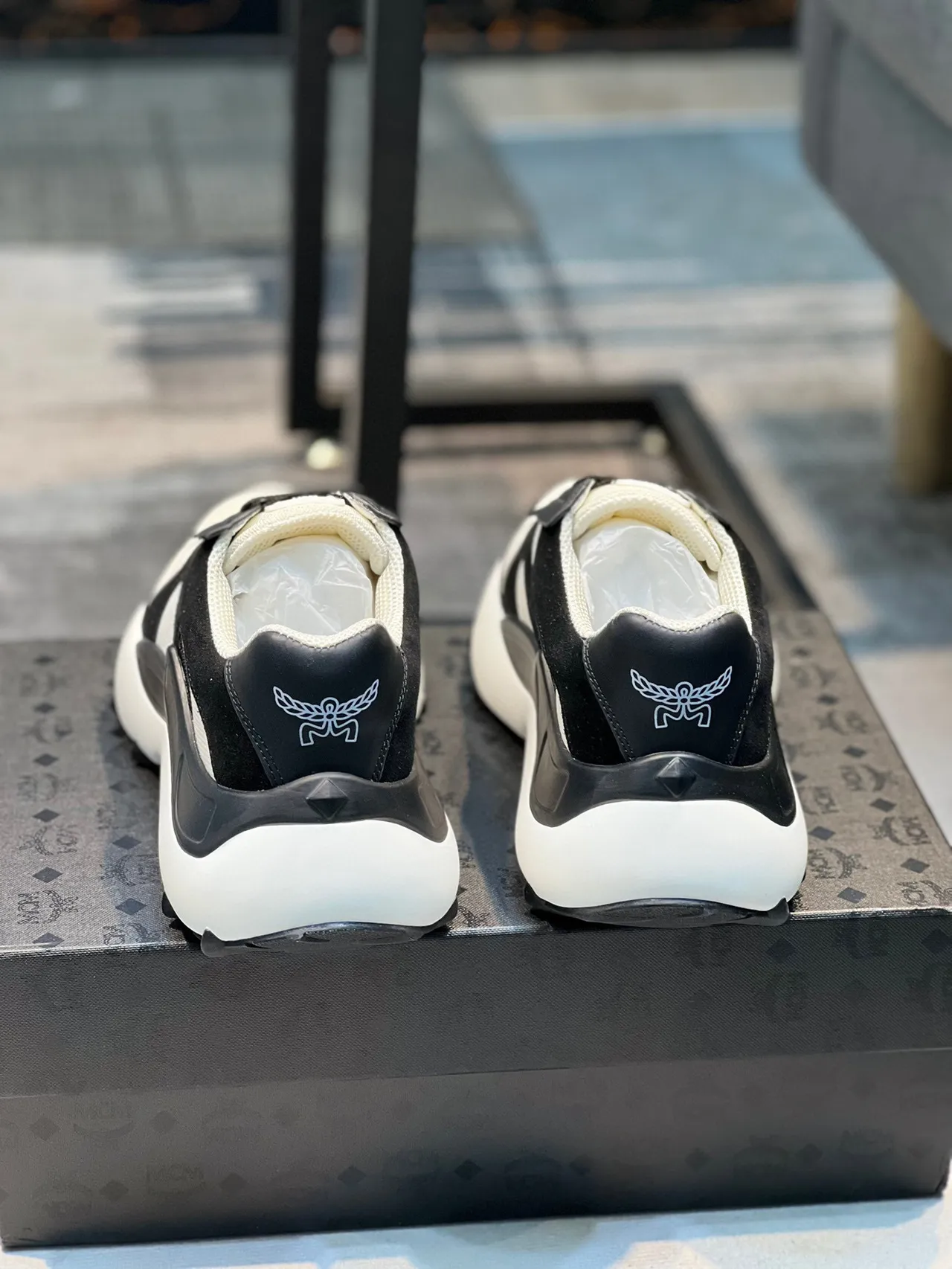 Black White Layered Synthetic/mesh Upper Oversized Sculpted Midsole Chunky Sneakers 2