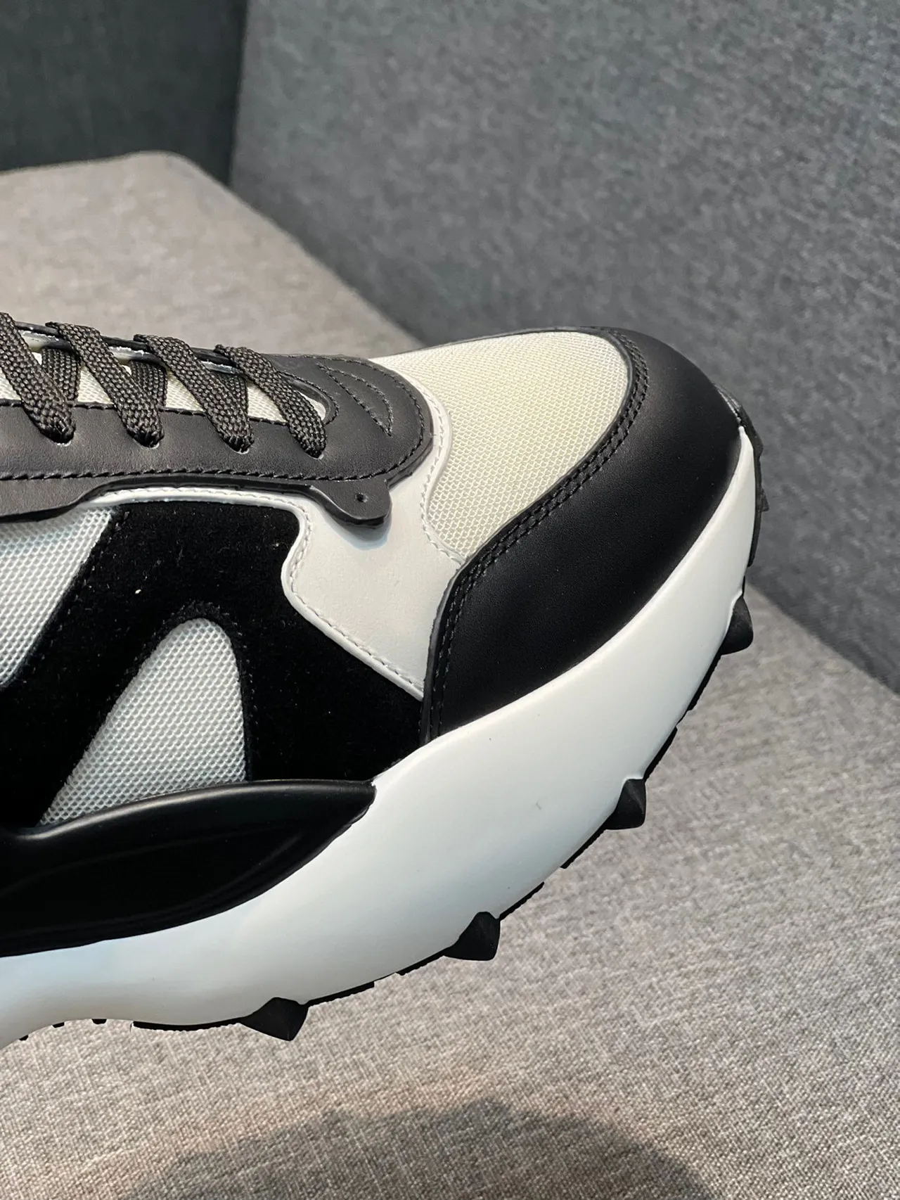 Black White Layered Synthetic/mesh Upper Oversized Sculpted Midsole Chunky Sneakers 3