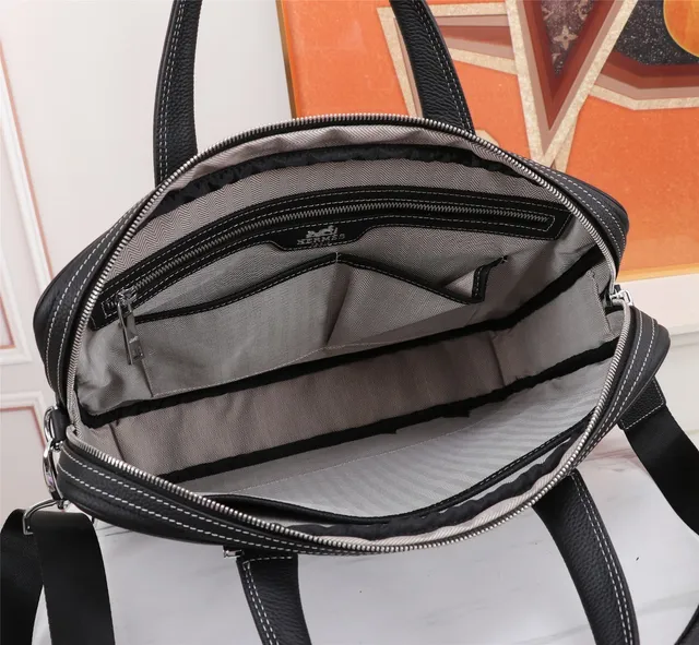 Black White Pebbled Leather Contrast Stitching Boston Bag 6