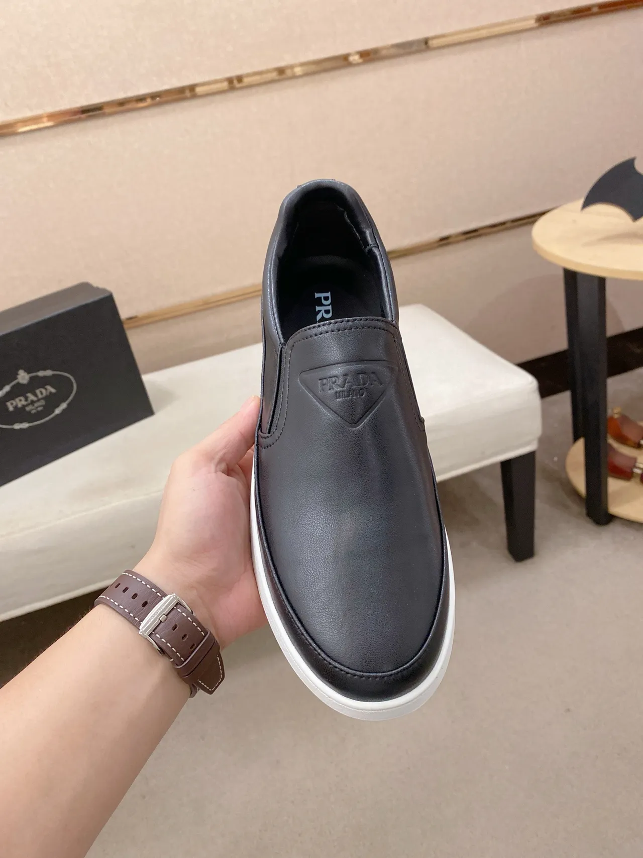 Black White Slip-On Platform Sole Loafer 2