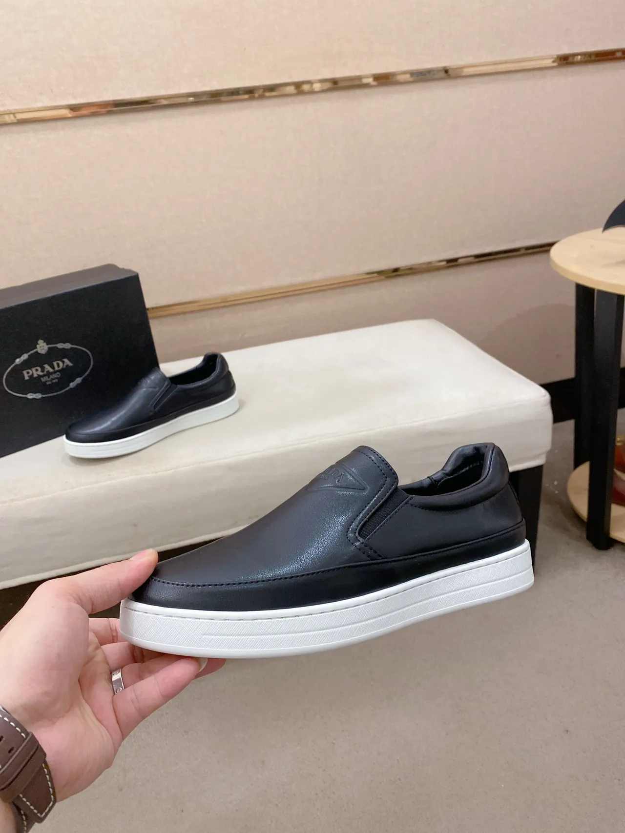 Black White Slip-On Platform Sole Loafer 3