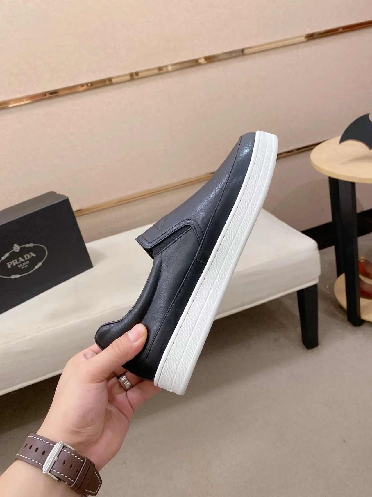 Black White Slip-On Platform Sole Loafer 5