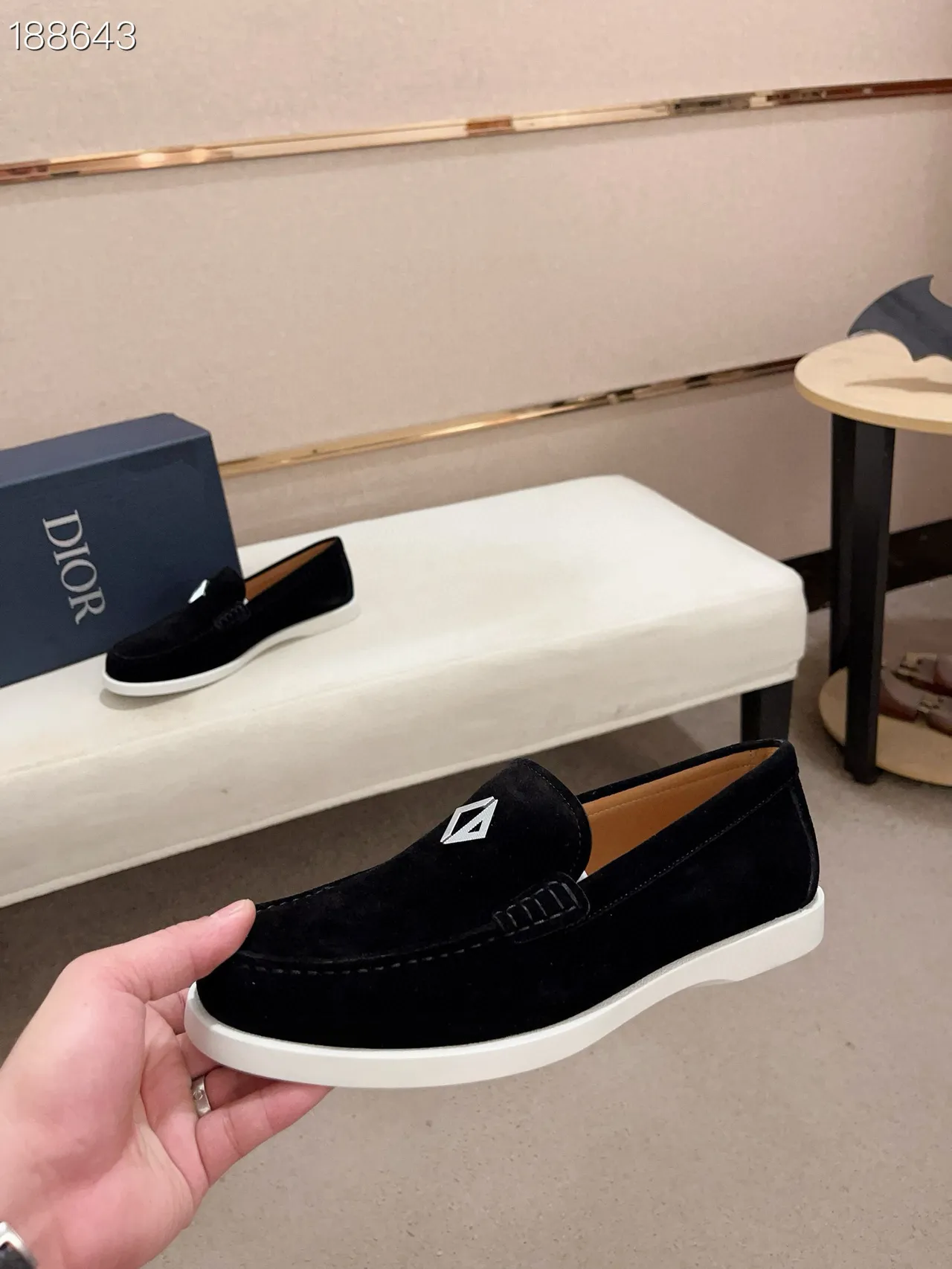 Black White Suede Upper Rubber Sole Loafer 7