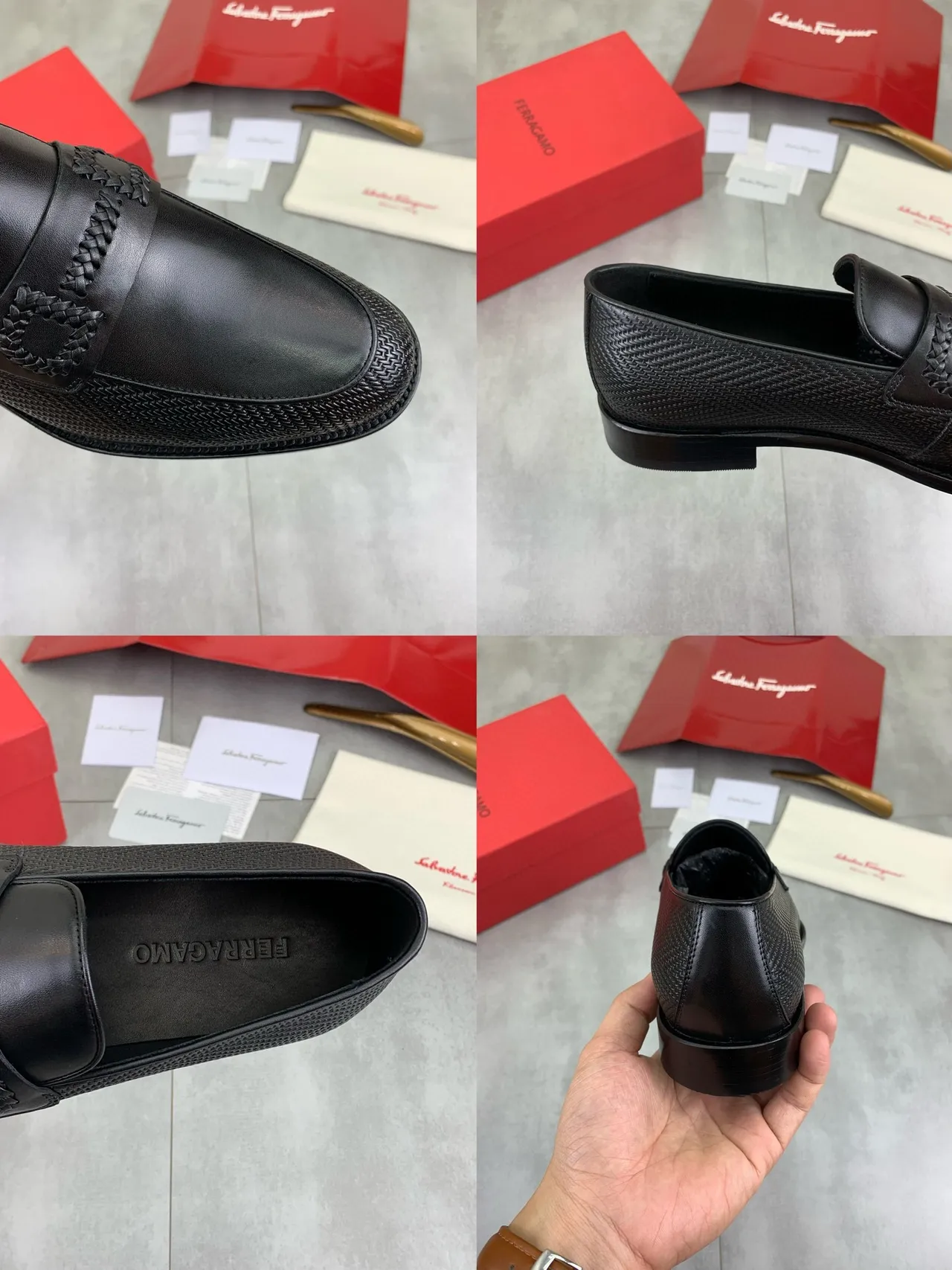 Black Woven Leather Braided Strap Loafer 2
