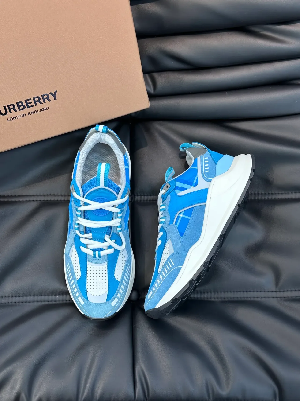 Blue and White Layered Panel Lifestyle Sneakers 4
