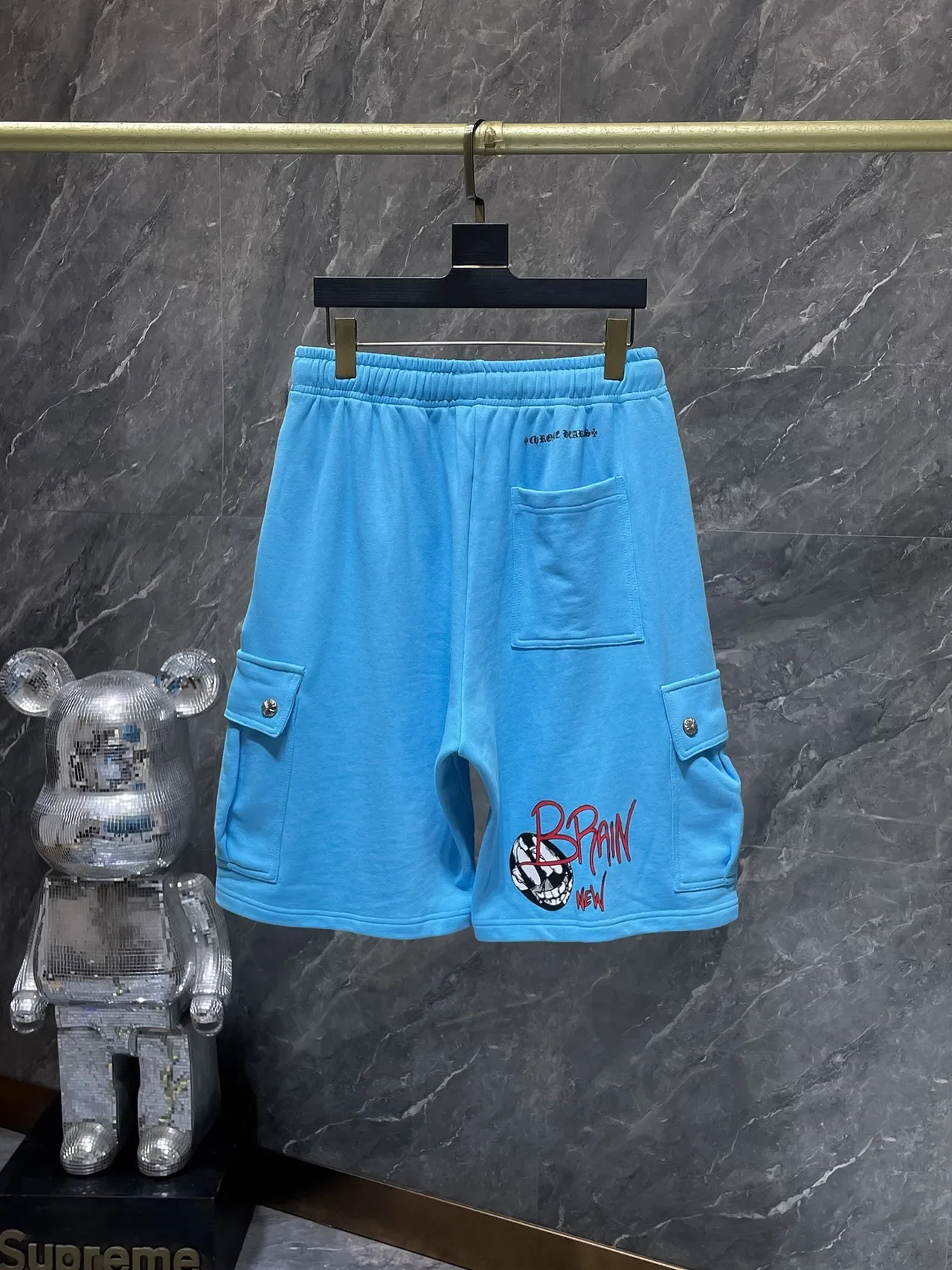 Blue Cargo-Style Drawstring Waist Shorts 2