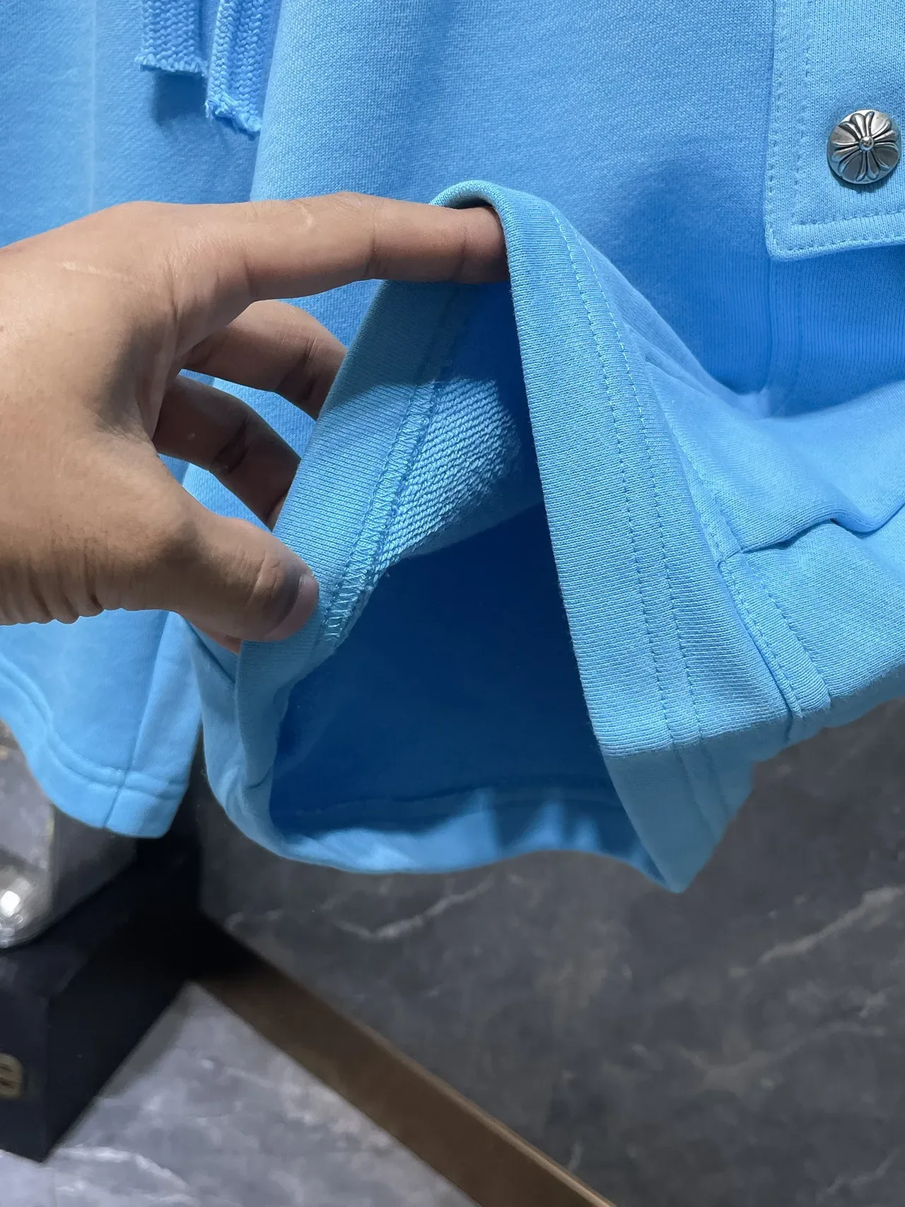 Blue Cargo-Style Drawstring Waist Shorts 3