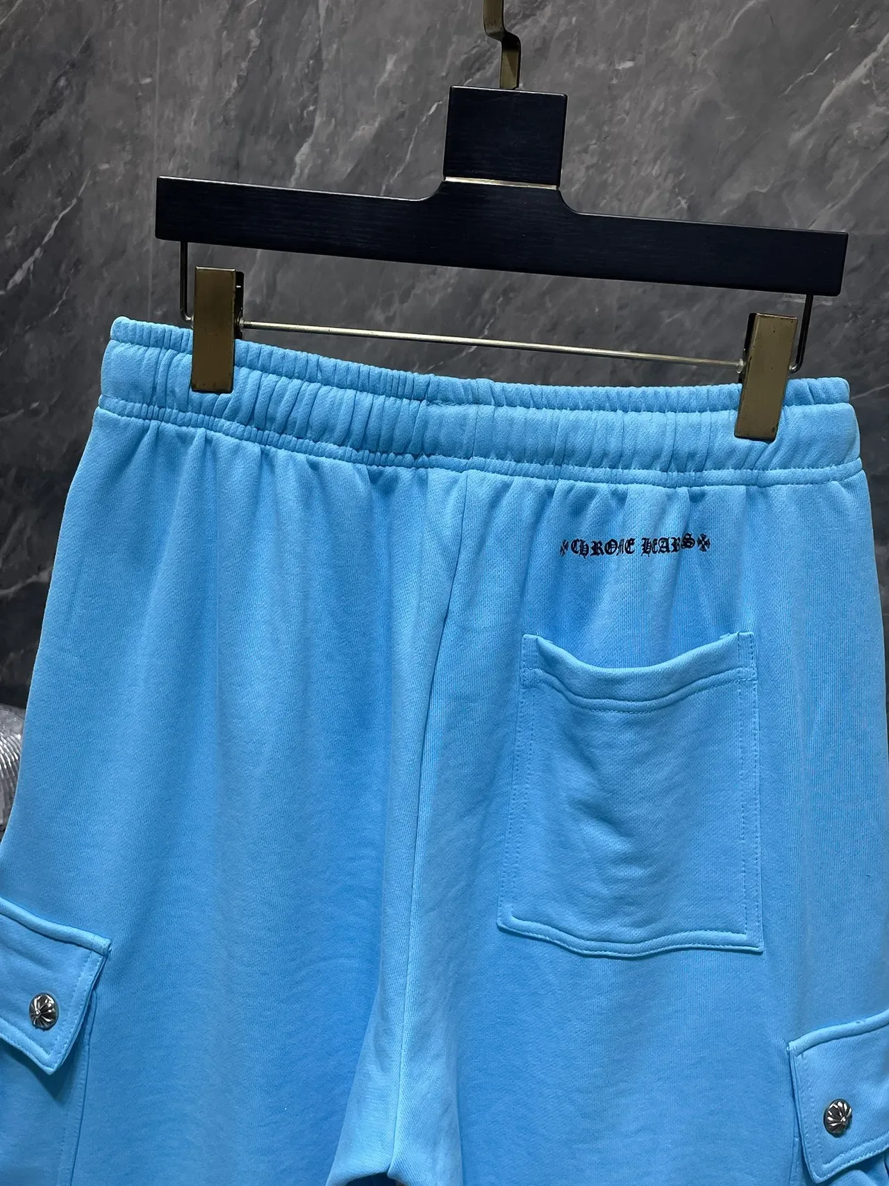 Blue Cargo-Style Drawstring Waist Shorts 4