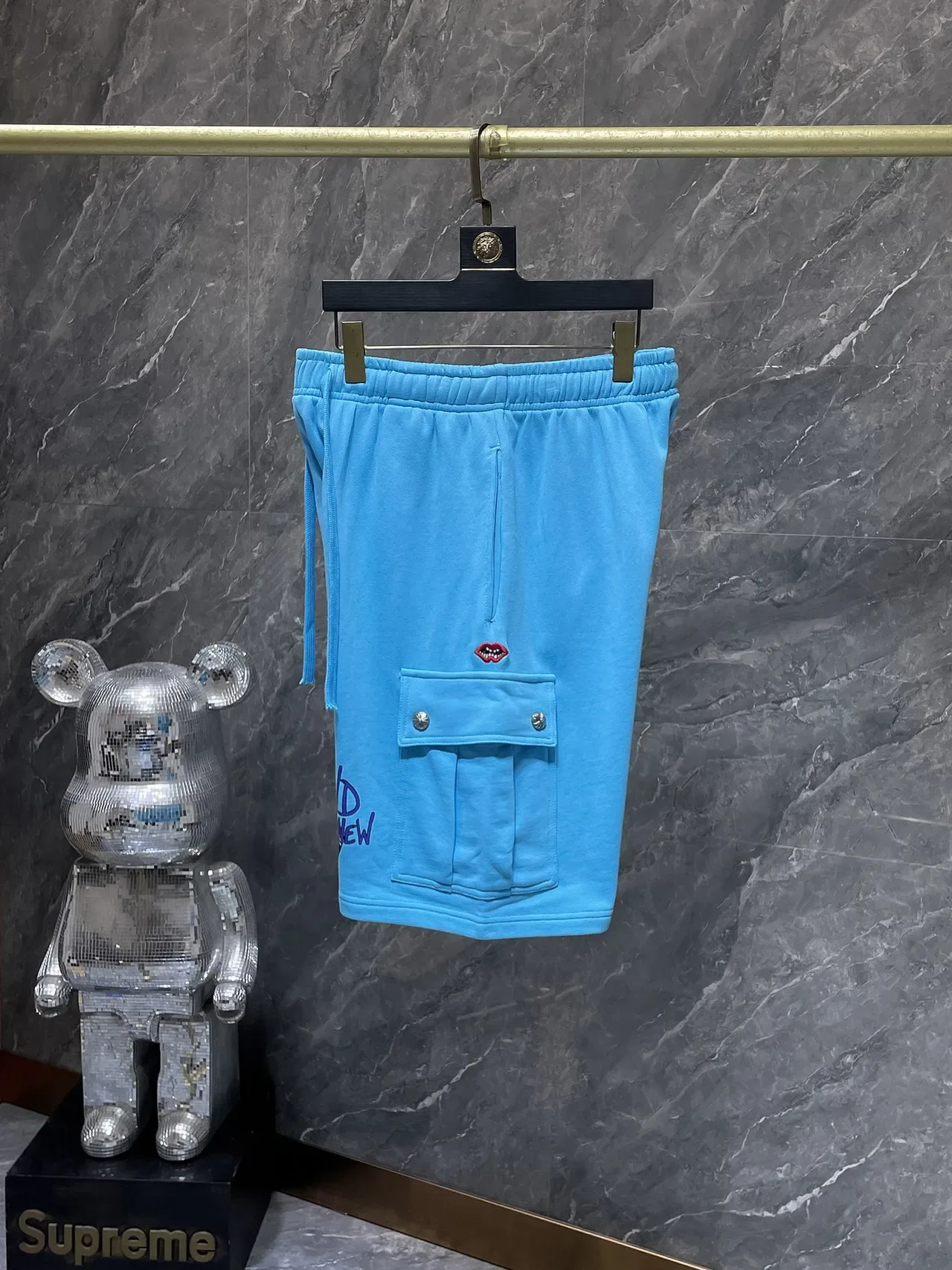 Blue Cargo-Style Drawstring Waist Shorts 6