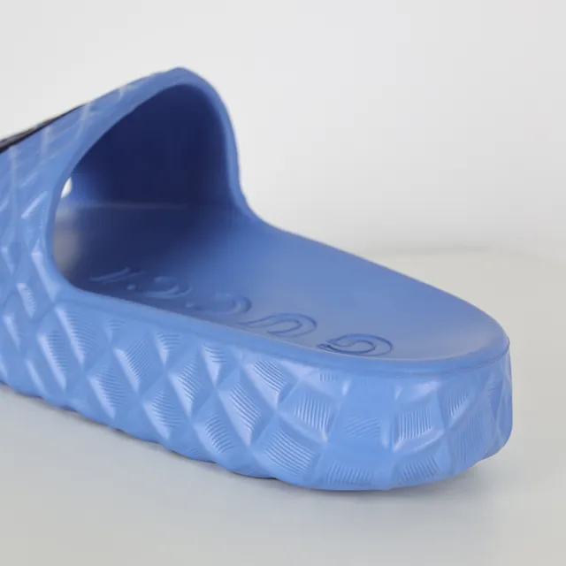 Blue Navy Molded Rubber Quilted Diamond Sole Slippers 4