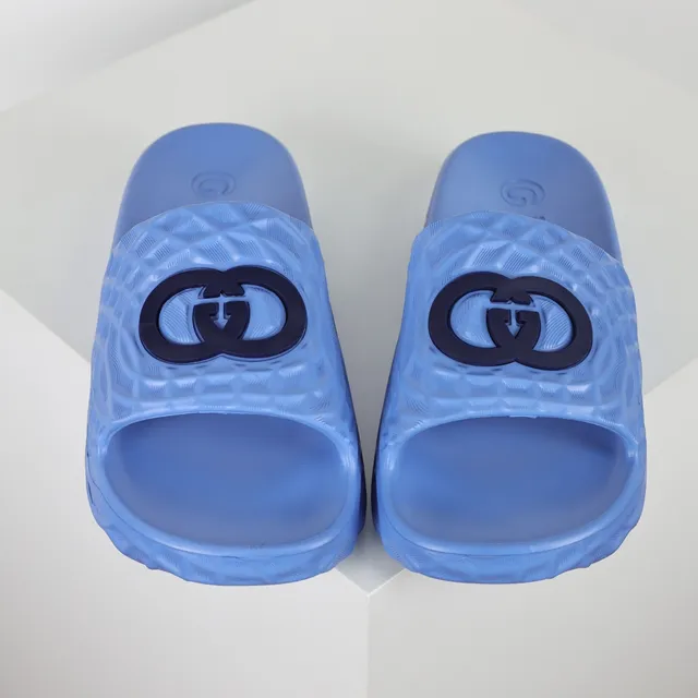Blue Navy Molded Rubber Quilted Diamond Sole Slippers 8