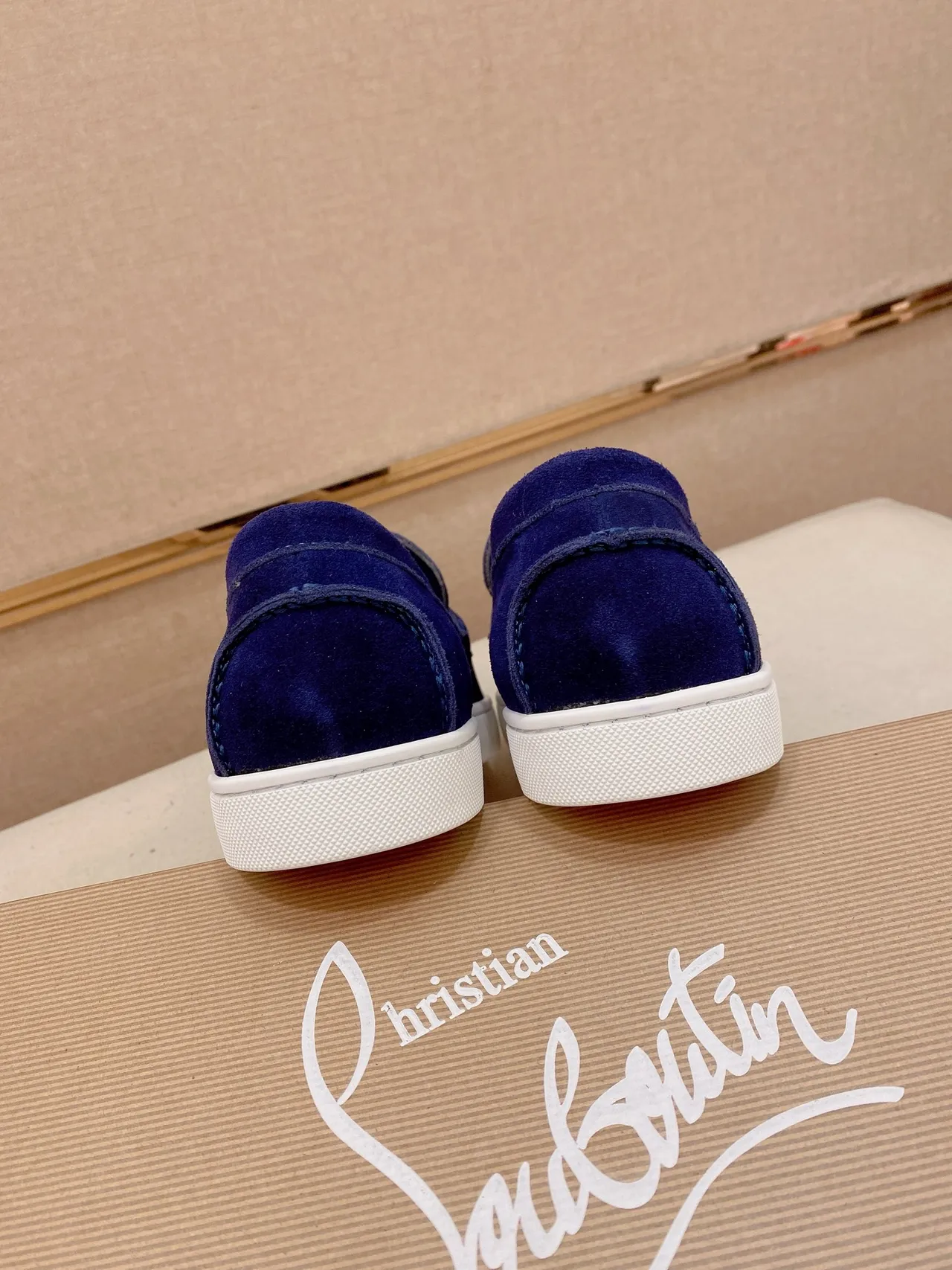 Blue White Suede Upper Platform Sole Loafer 2