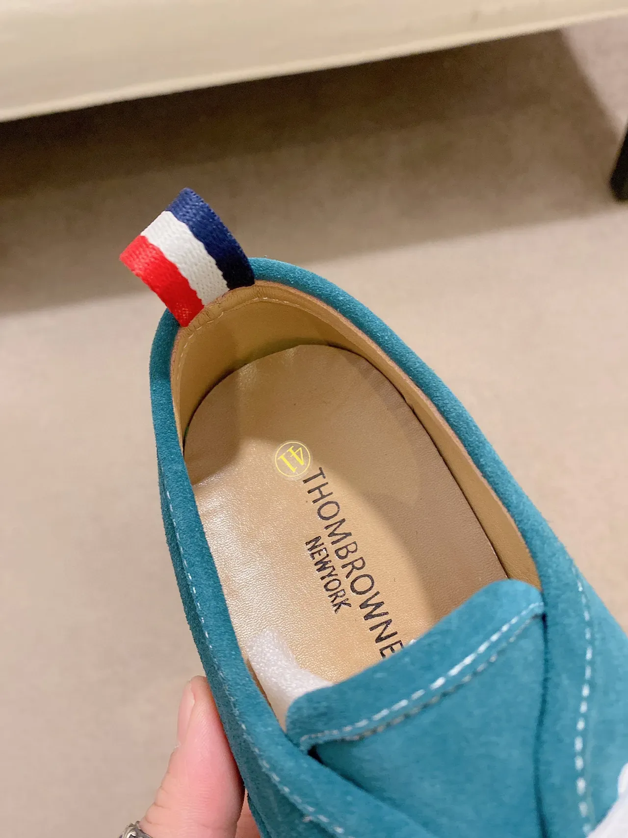 Blue White Teal Suede Upper Laces Sneakers 6