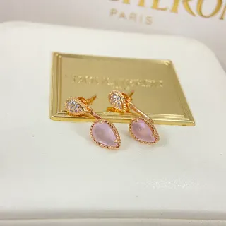 Boucheron Pink Teardrop Stone and Pavé Earrings