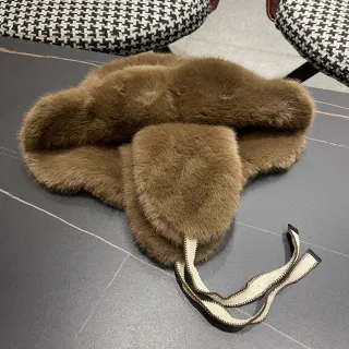 Brown Beige Fur-Lined Ear-Flap Beanie