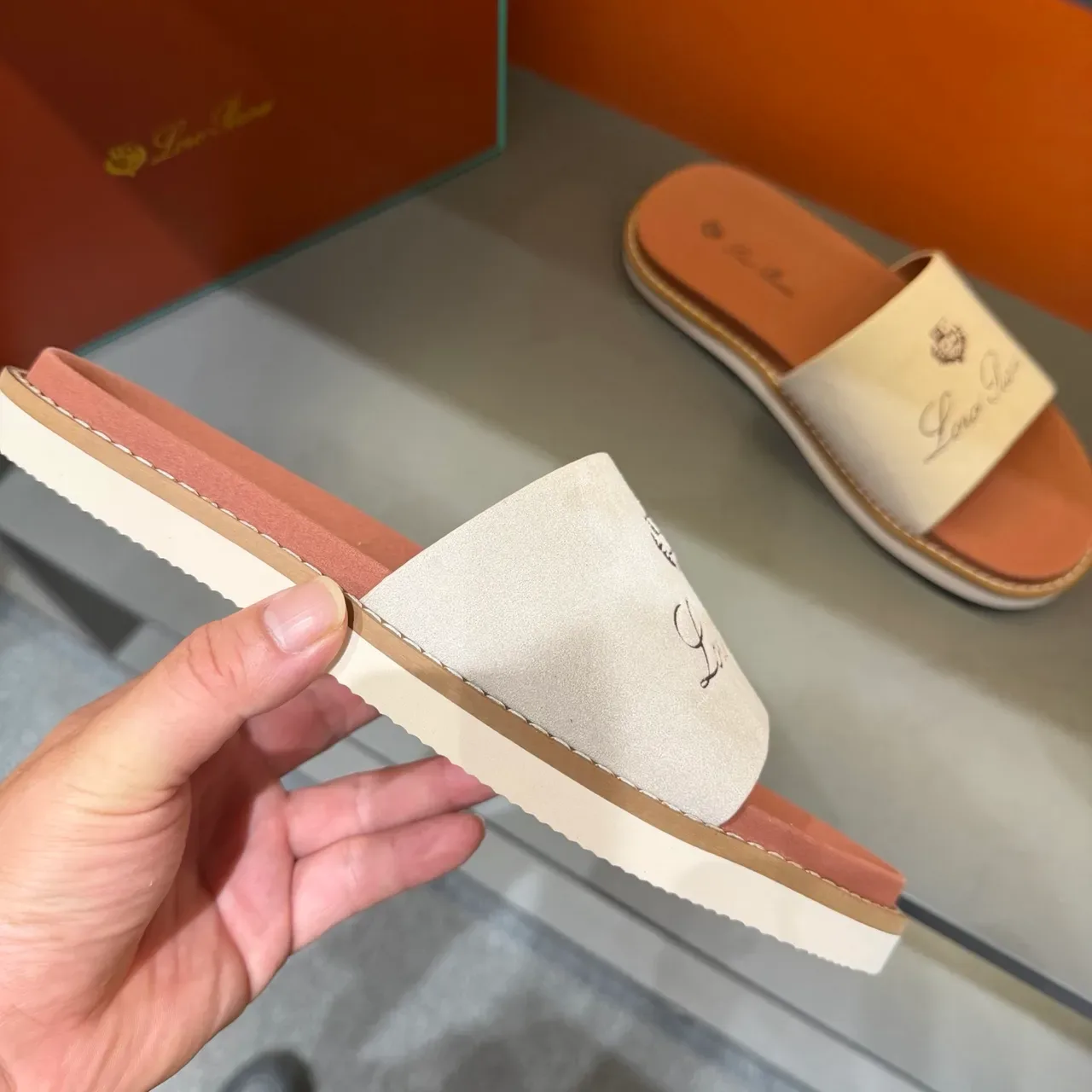 Brown Beige Single Wide Strap Suede-Like Upper Slippers 6