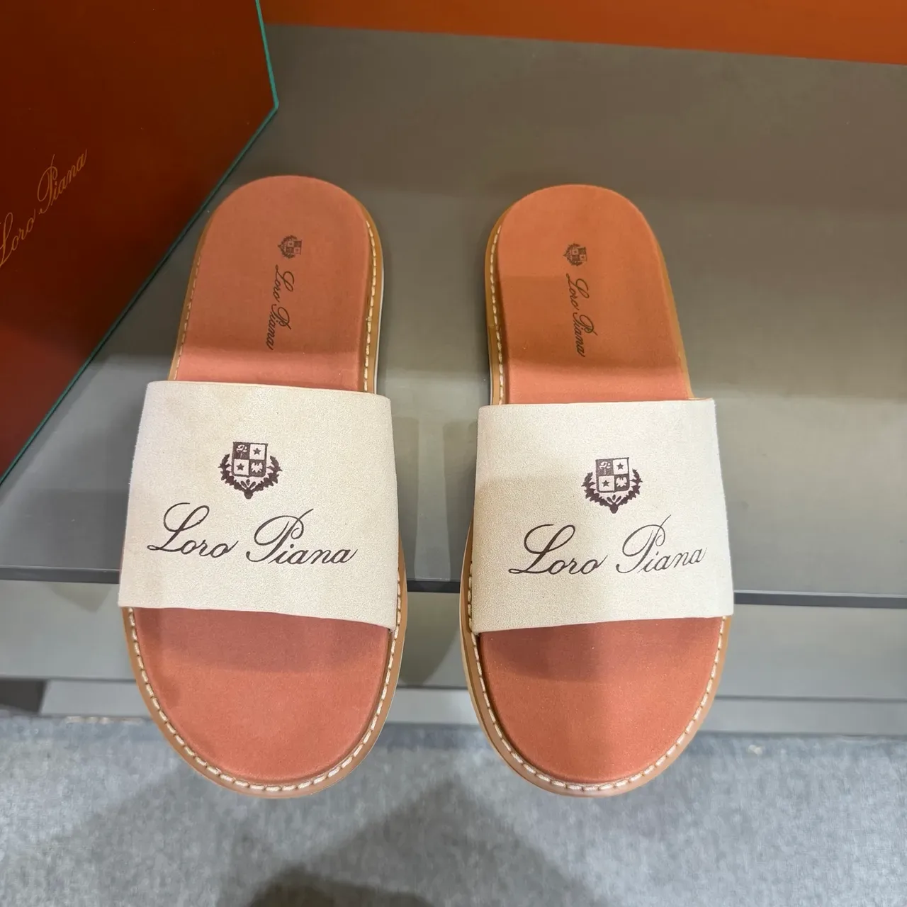 Brown Beige Single Wide Strap Suede-Like Upper Slippers 18