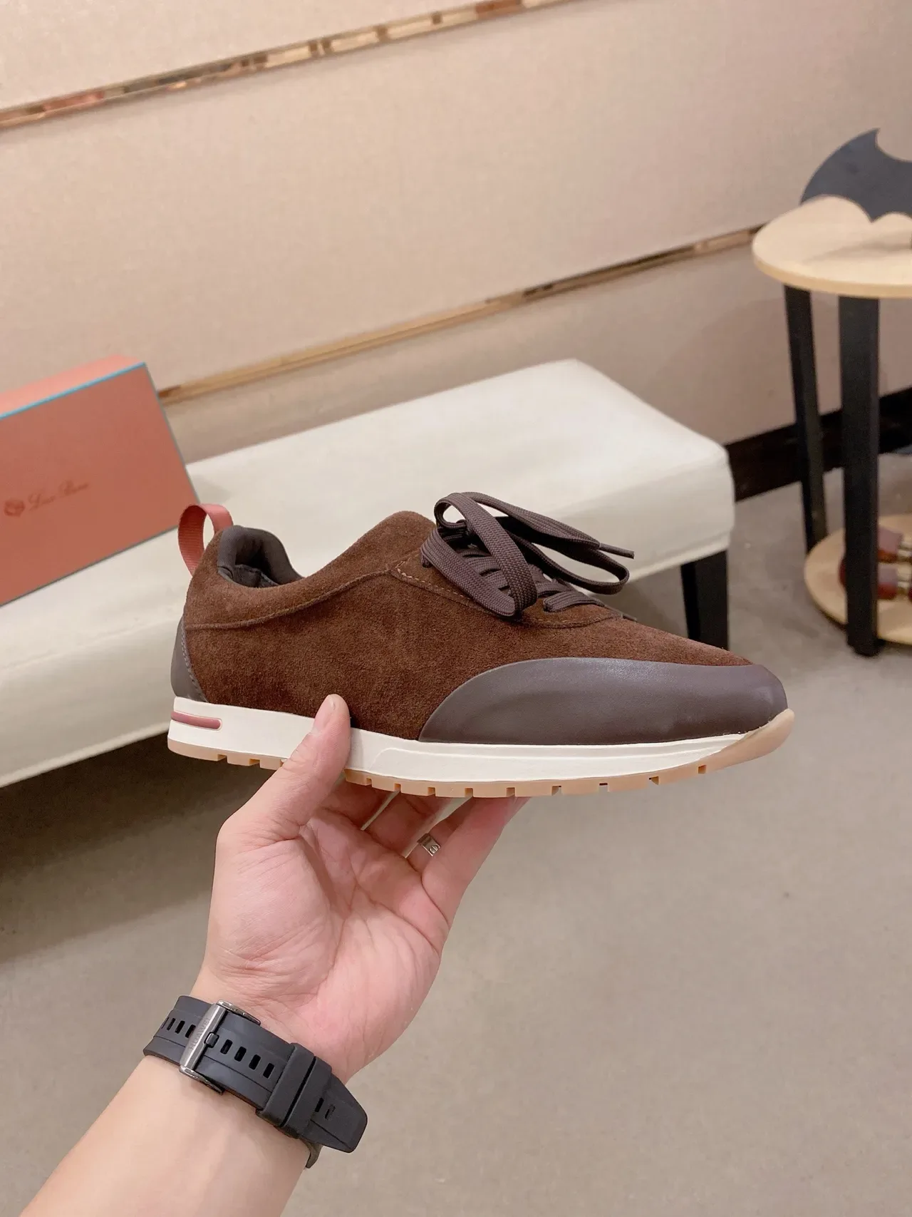 Brown Beige Suede Upper Rubber Toe Cap Sneakers 5