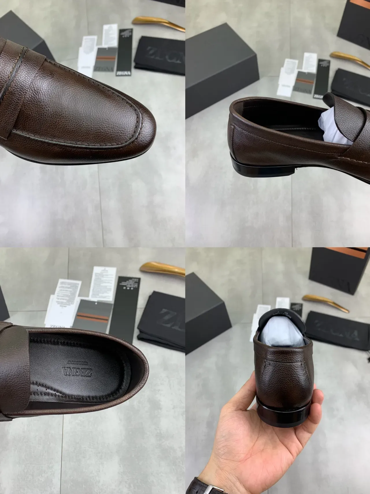 Brown Black Pebbled Leather Penny Loafer 3