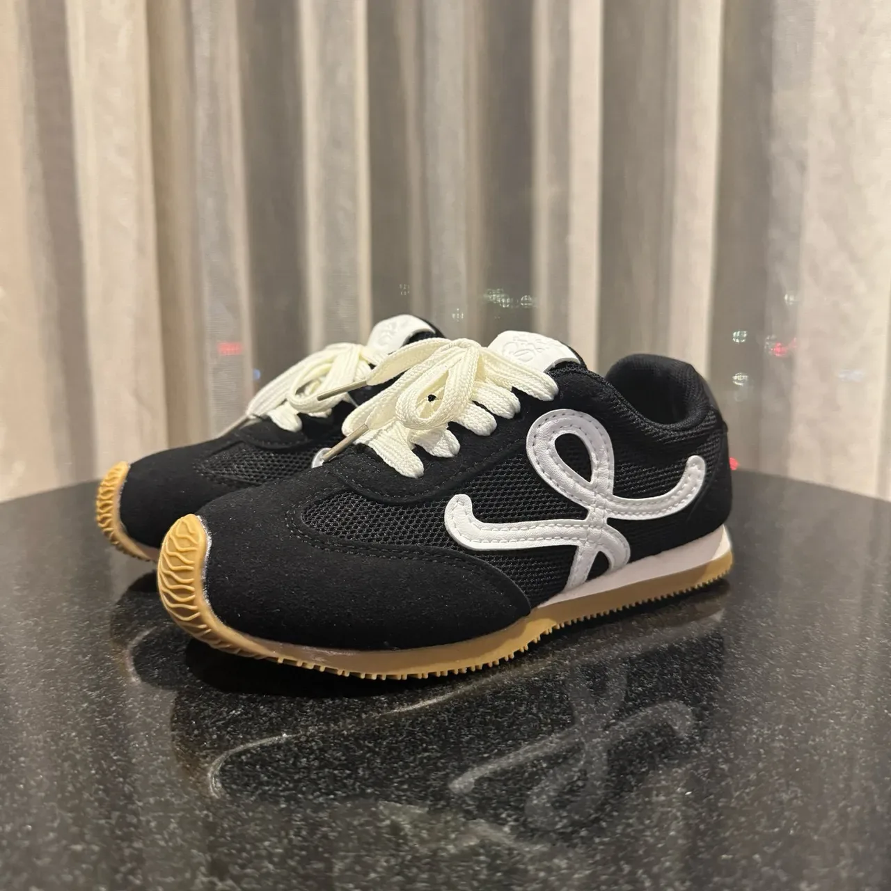 Brown Blue Low-Top Mesh-Suede Hybrid Upper Sneakers 5
