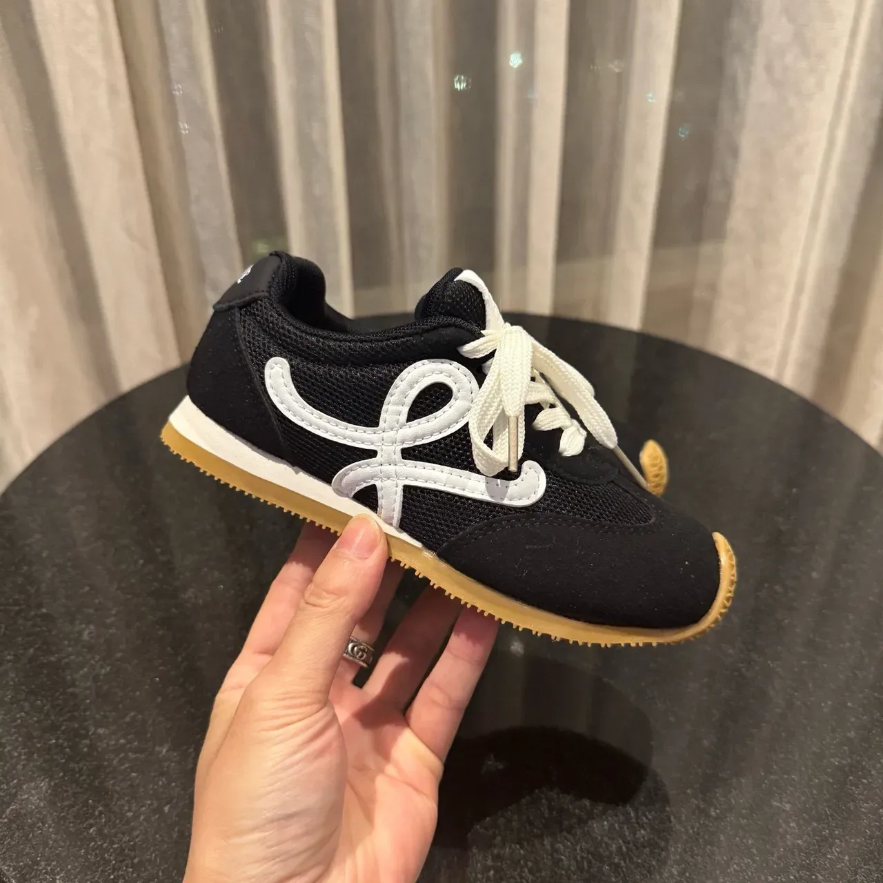 Brown Blue Low-Top Mesh-Suede Hybrid Upper Sneakers 6