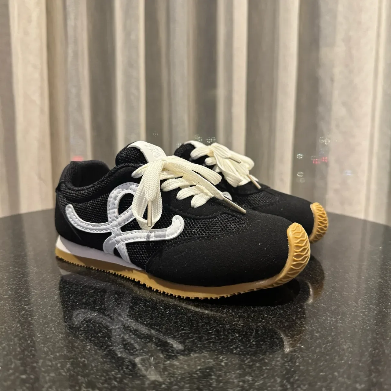 Brown Blue Low-Top Mesh-Suede Hybrid Upper Sneakers 7