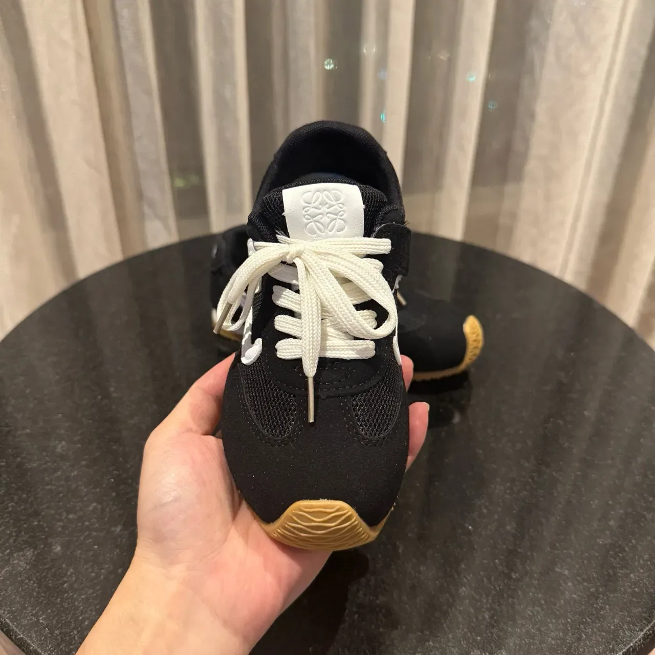 Brown Blue Low-Top Mesh-Suede Hybrid Upper Sneakers 8