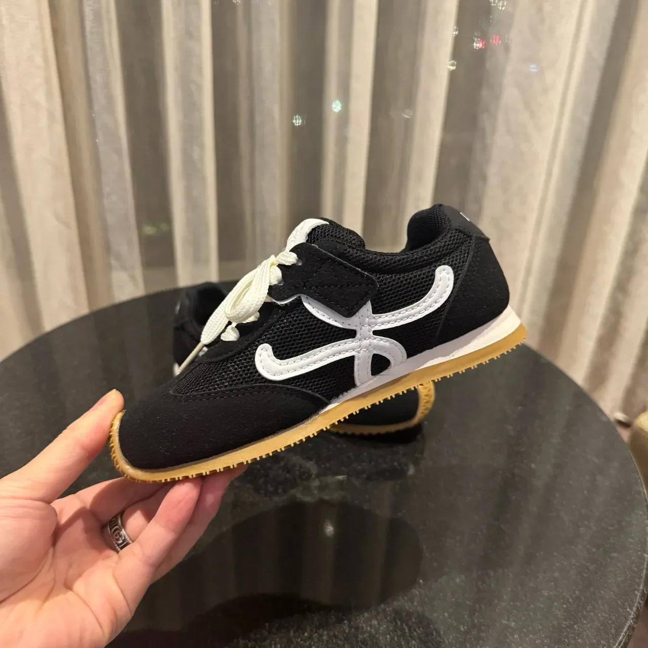 Brown Blue Low-Top Mesh-Suede Hybrid Upper Sneakers 10