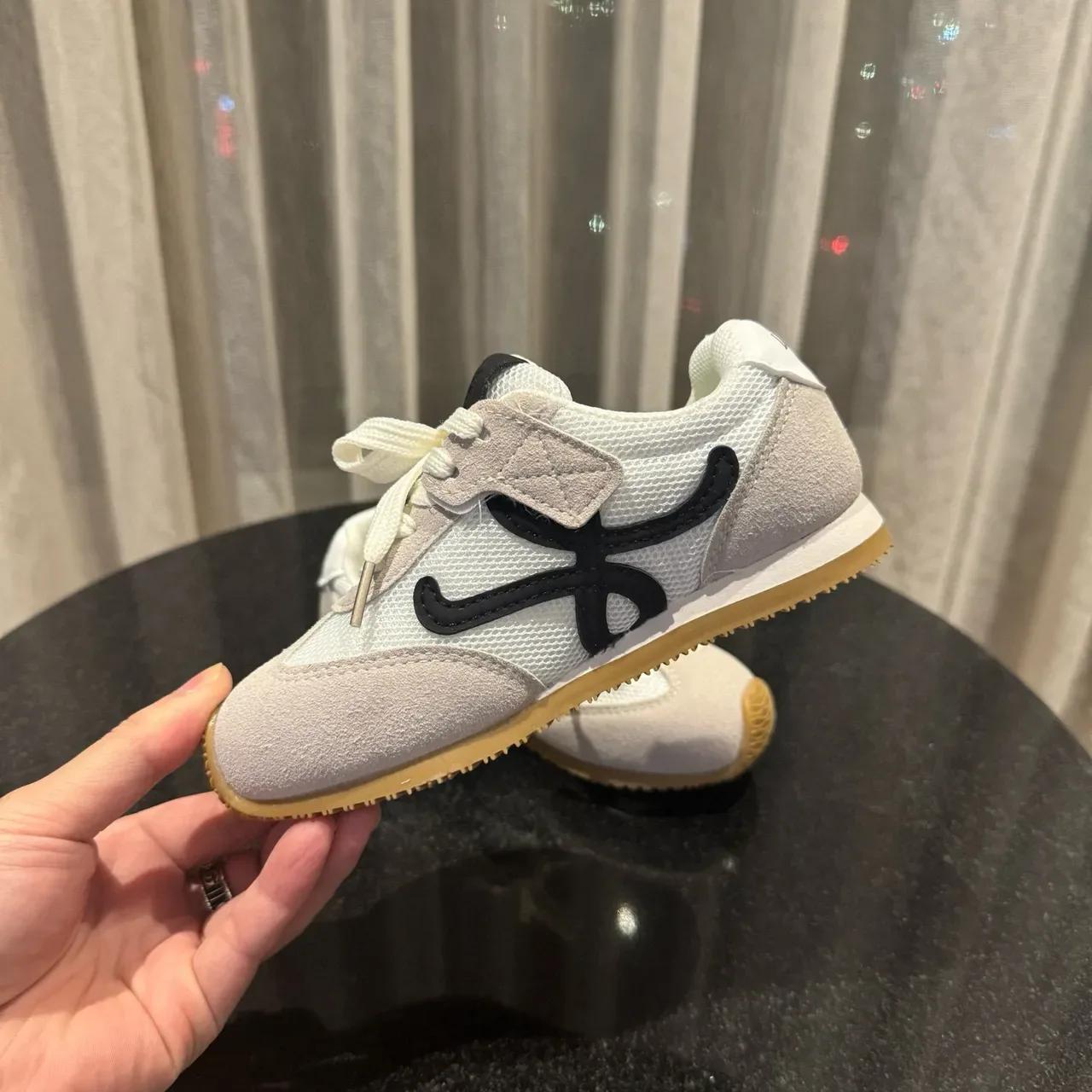 Brown Blue Low-Top Mesh-Suede Hybrid Upper Sneakers 18