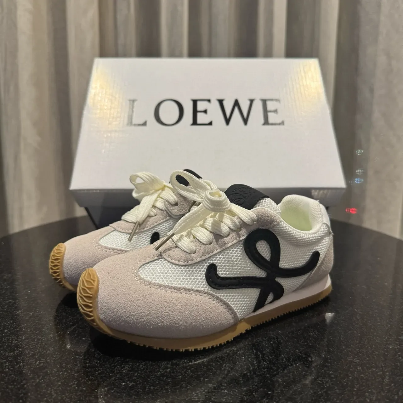 Brown Blue Low-Top Mesh-Suede Hybrid Upper Sneakers 22