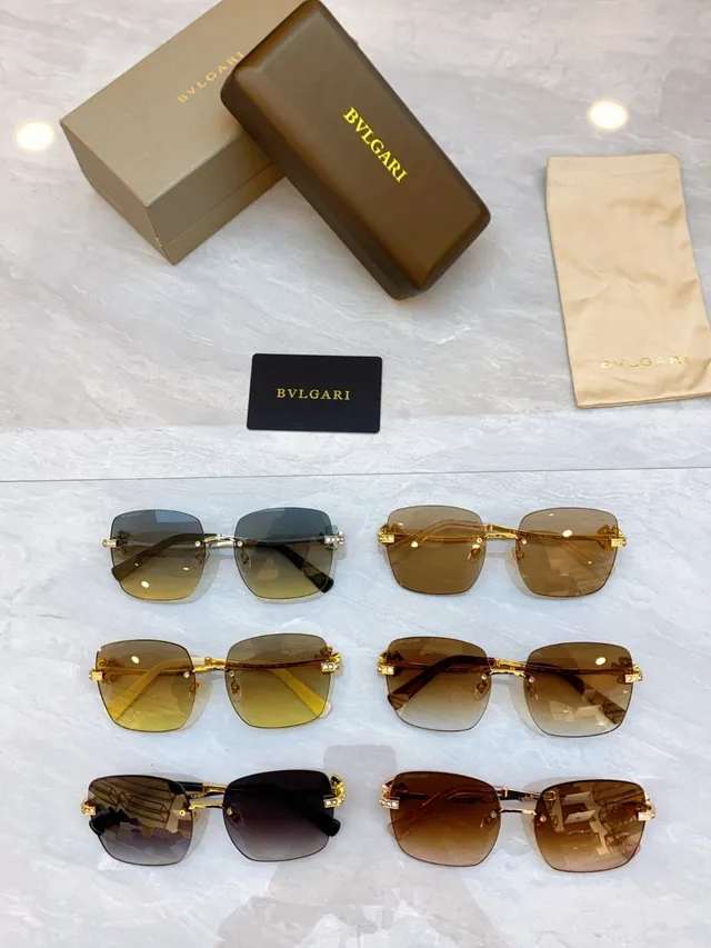 Brown Gold Rimless Square-Frame Gradient Lenses Sunglasses 3