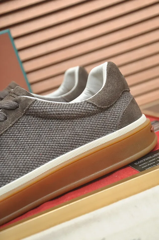 Brown Mesh-Suede Low-Top Gum Sole Lifestyle Sneaker 2
