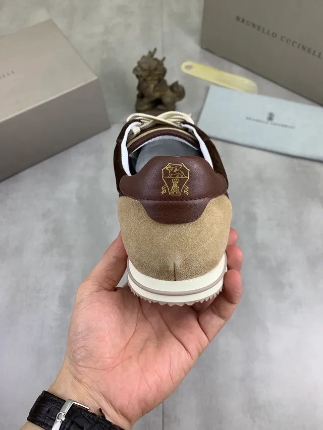 Brunello Cucinelli Brown Leather-Suede Hybrid Sneaker 3