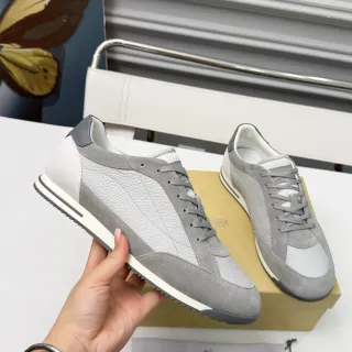 Brunello Cucinelli Tênis Lifestyle Cinza e Branco de Material Misto