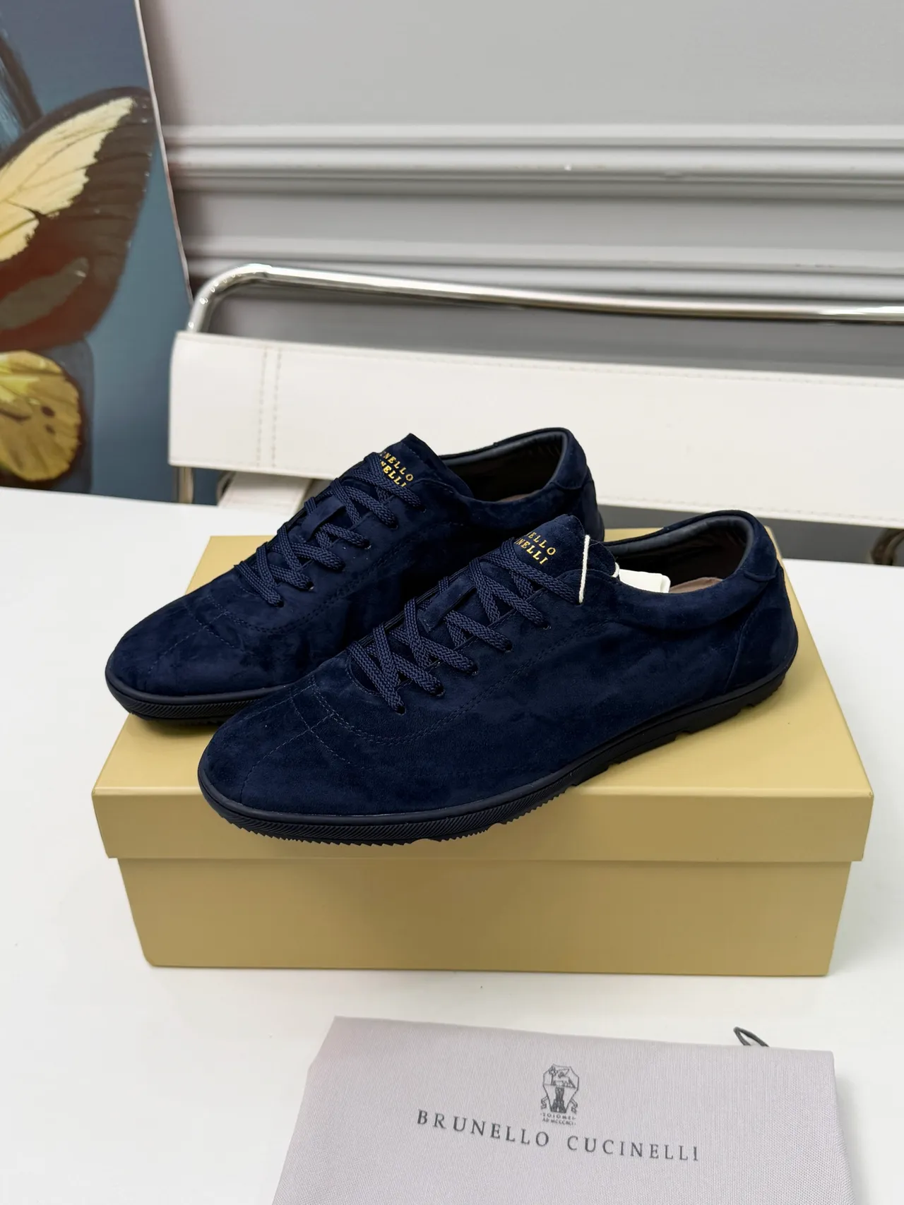 Brunello Cucinelli Navy Suede Low-Top Lifestyle Sneakers 5