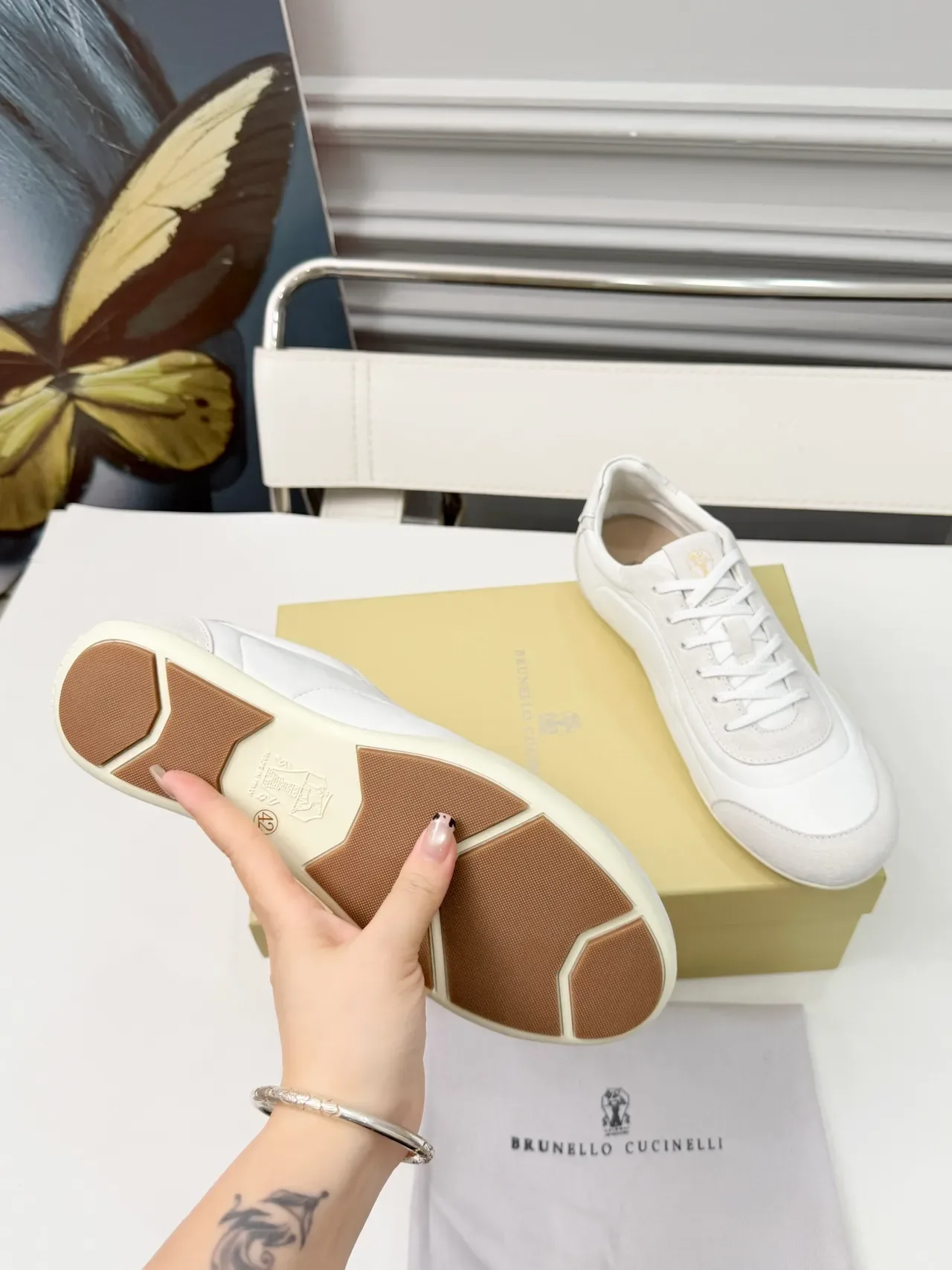 Brunello Cucinelli White Leather and Suede Lifestyle Sneakers 2