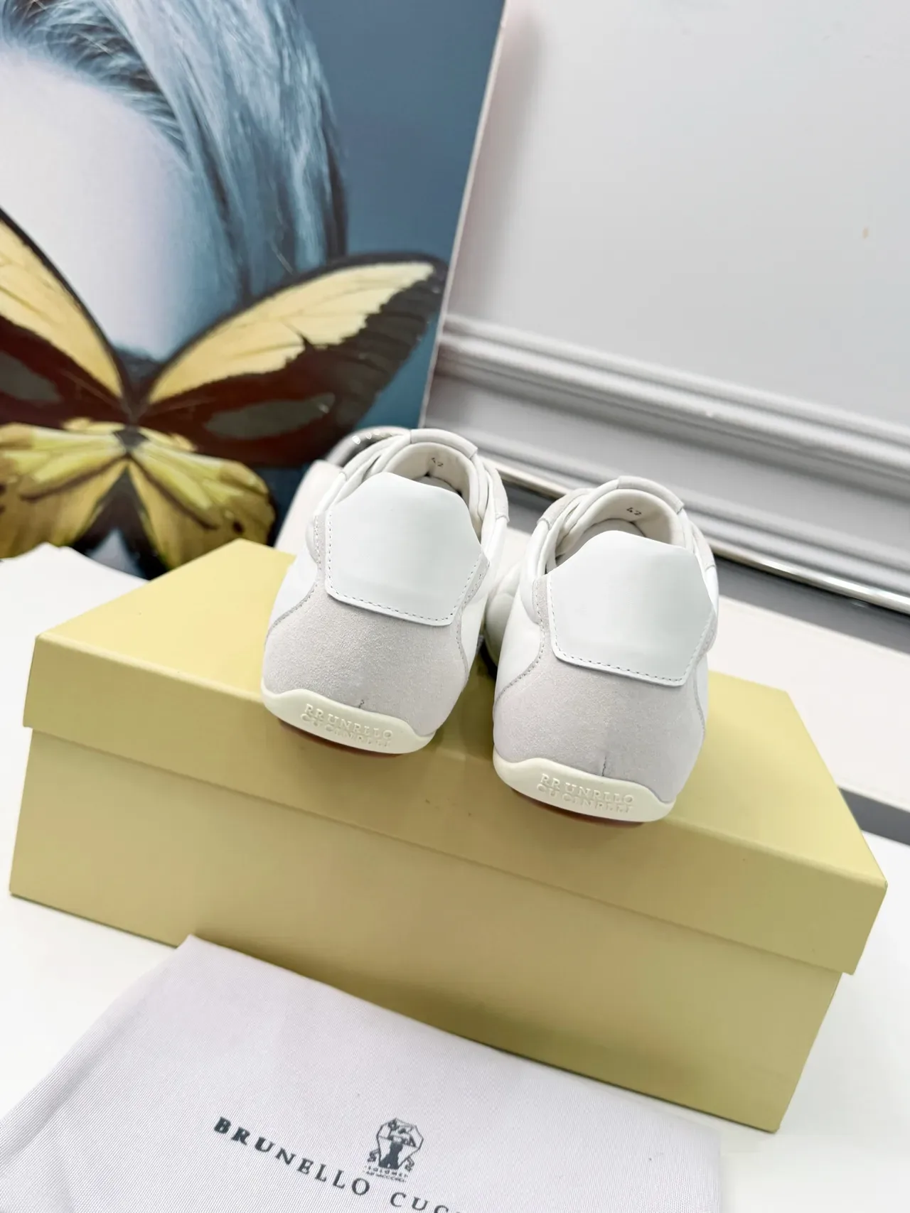 Brunello Cucinelli White Leather and Suede Lifestyle Sneakers 4