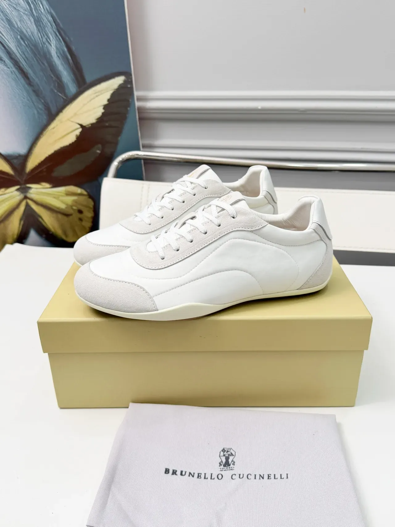 Brunello Cucinelli White Leather and Suede Lifestyle Sneakers 5