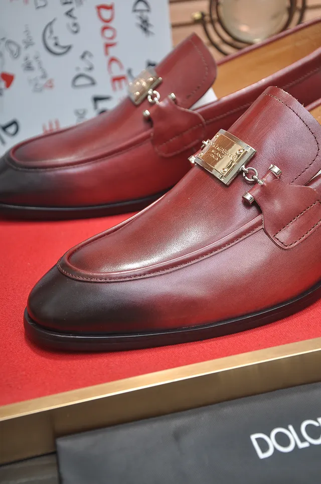 Burgundy Black Two-Tone Leather Metal Horsebit-Style Buckle Loafer 2