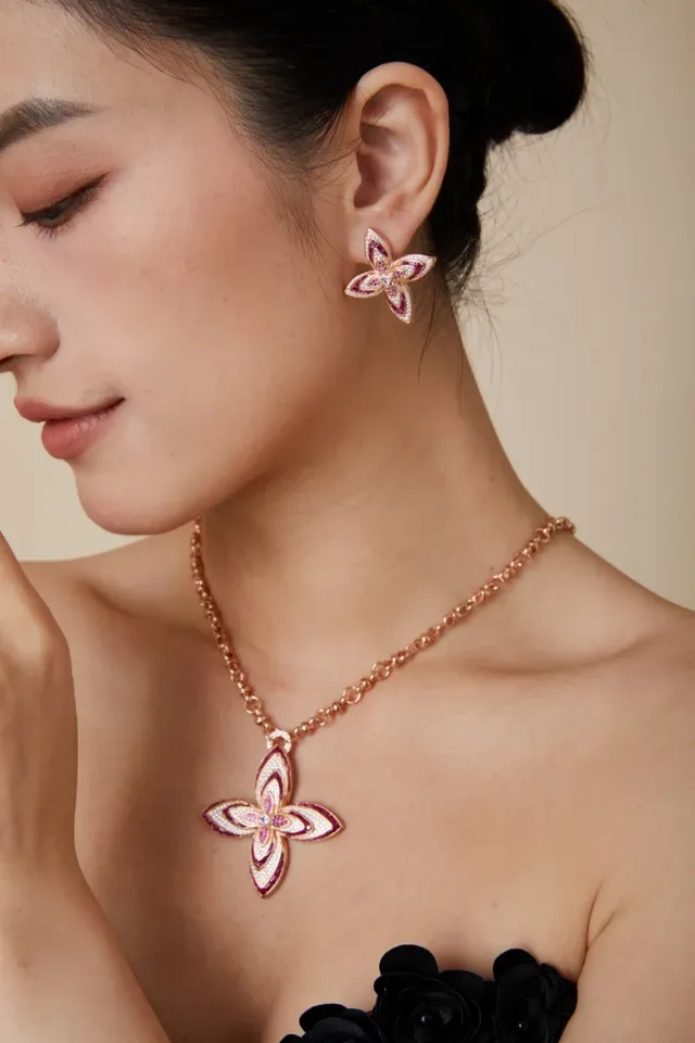 Butterfly Motif Pavé Ruby and Diamond Earrings 4