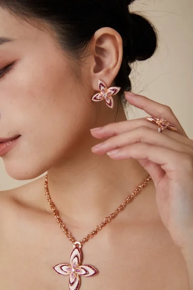 Butterfly Motif Pavé Ruby and Diamond Earrings 6