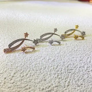 Celestial Curve and Star Pavé Stud Earrings