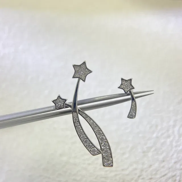 Celestial Curve and Star Pavé Stud Earrings 2
