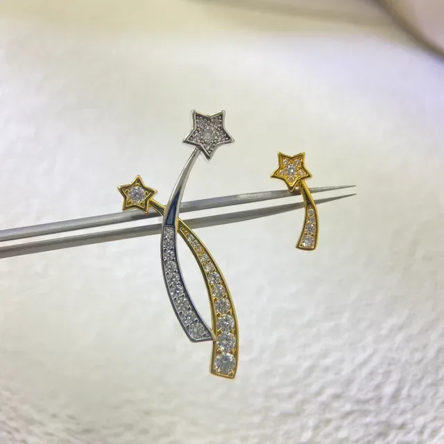 Celestial Curve and Star Pavé Stud Earrings 3