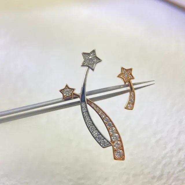 Celestial Curve and Star Pavé Stud Earrings 4